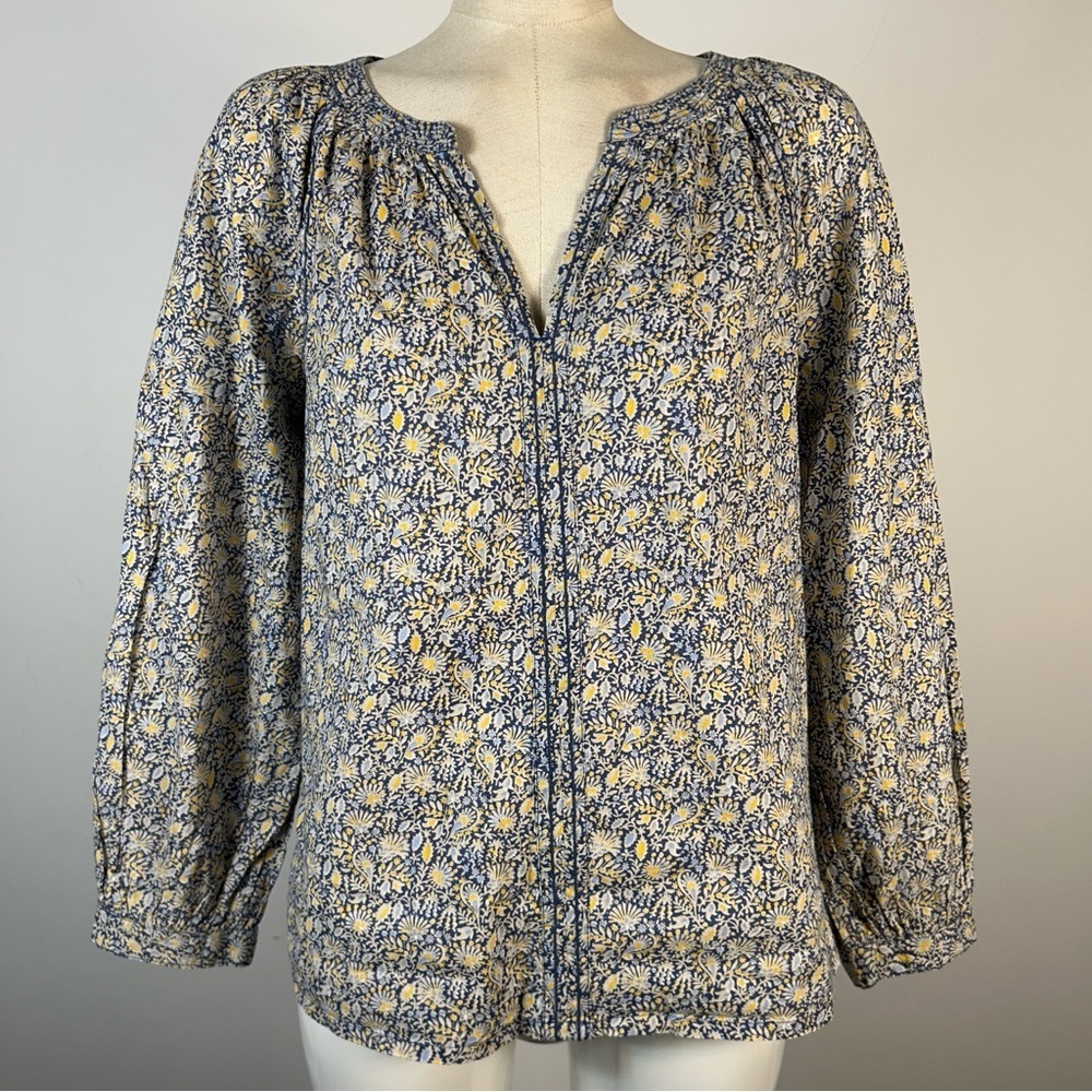 ❤️ GAP Floral Print Blouse - Blue and Yellow XS
